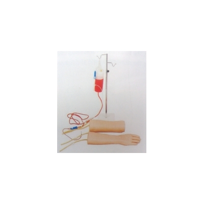 - Simulador de transfusão intravenosa que combina mão e cotovelo
